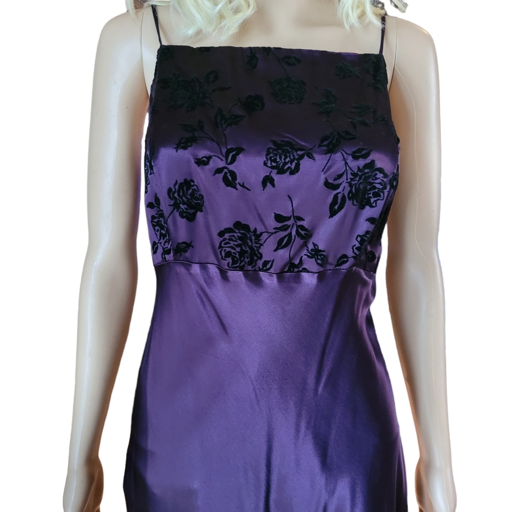 Vintage Be Smart Formal Dress Size 13 / 14 Dark Purple Long Made in USA - Picture 3 of 10